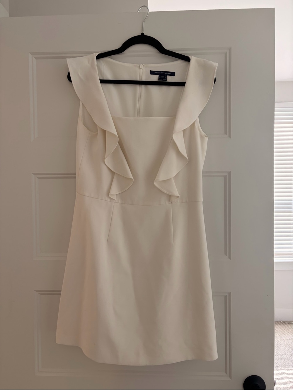 French Connection Cream Ruffle-Front Mini Dress - Picture 6 of 6